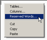 SQL statement for an Advanced report or retrieval