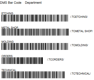 Sample bar code data sheets