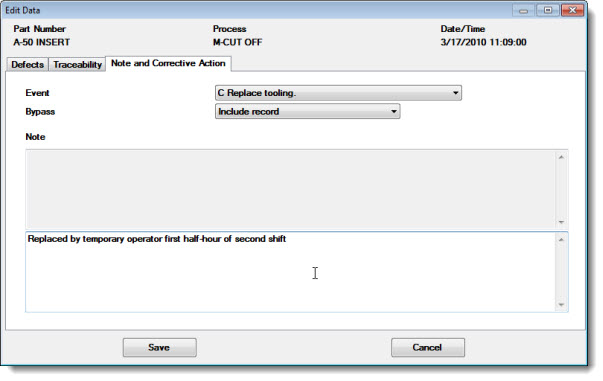 Editing Defect Note and Corrective Action