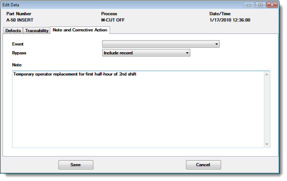 Defect Note Editing Defect Note and Corrective Action