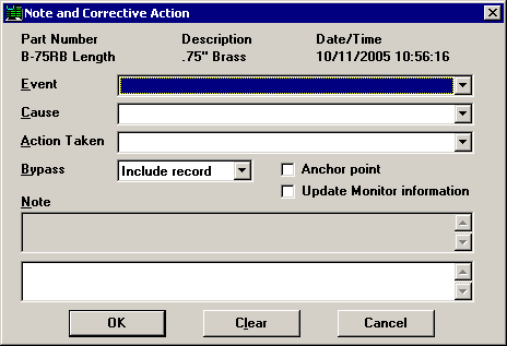 Editing the note, corrective action, anchor point or bypass