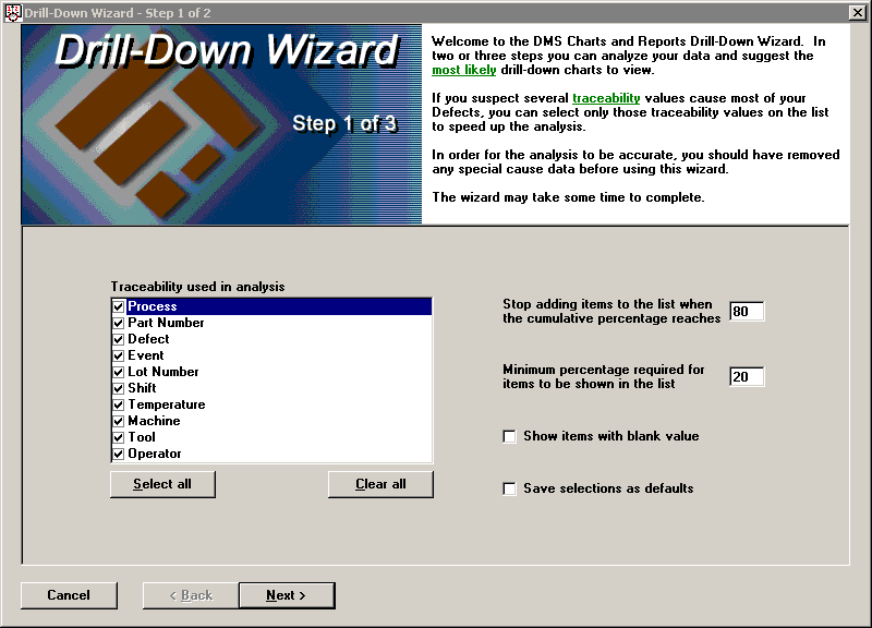 Using the Drill Down Wizard